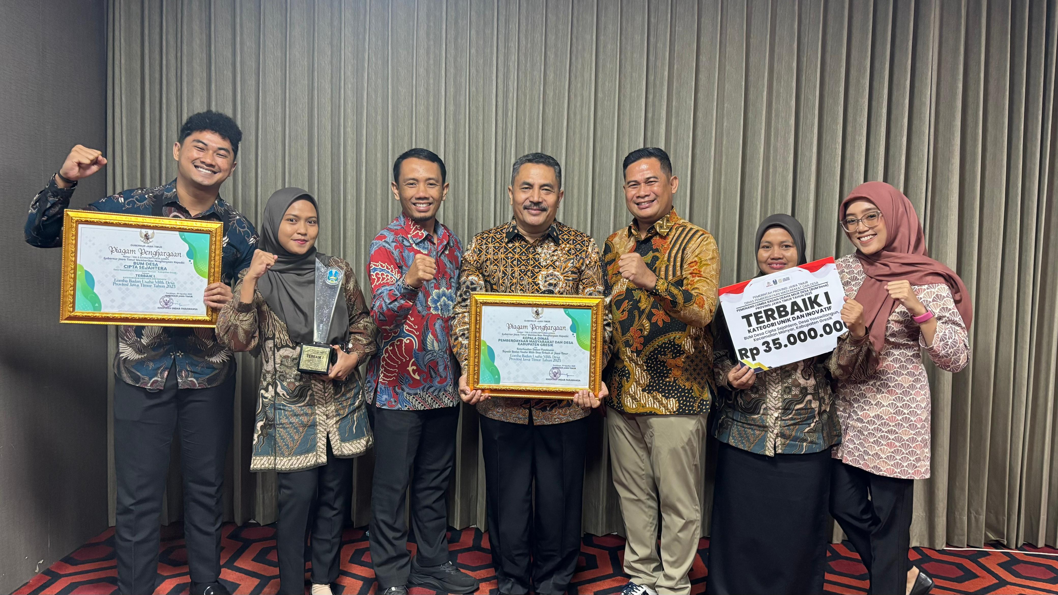 BUMDesa dari Kabupaten Gresik Raih Penghargaan Terbaik 1 Kategori Unik dan Inovatif Tingkat Provinsi